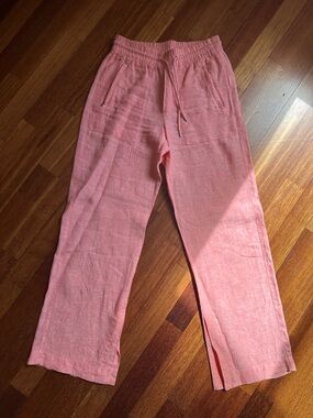 Athleta Retreat Linen Pants in Coral